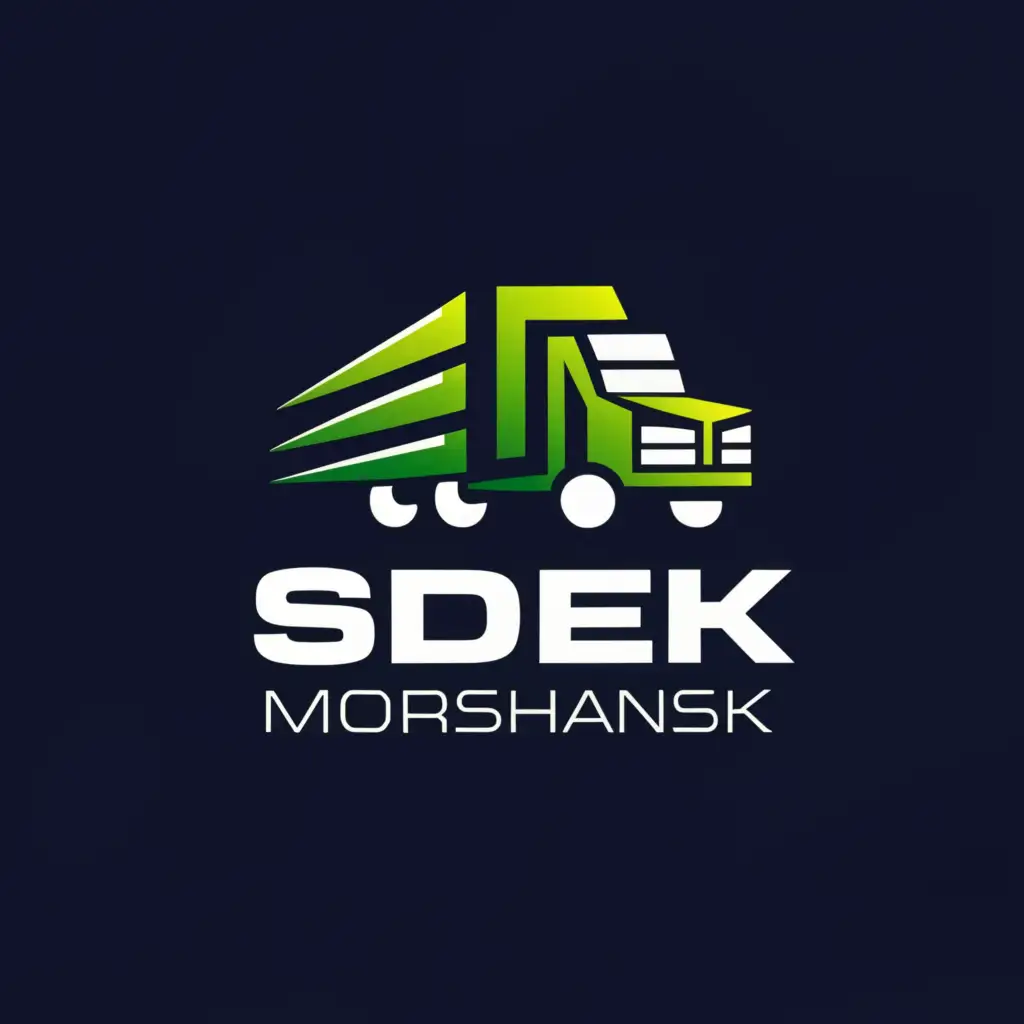 a logo design,with the text "SDEK MORSHANSK", main symbol:The truck is green,complex,clear background