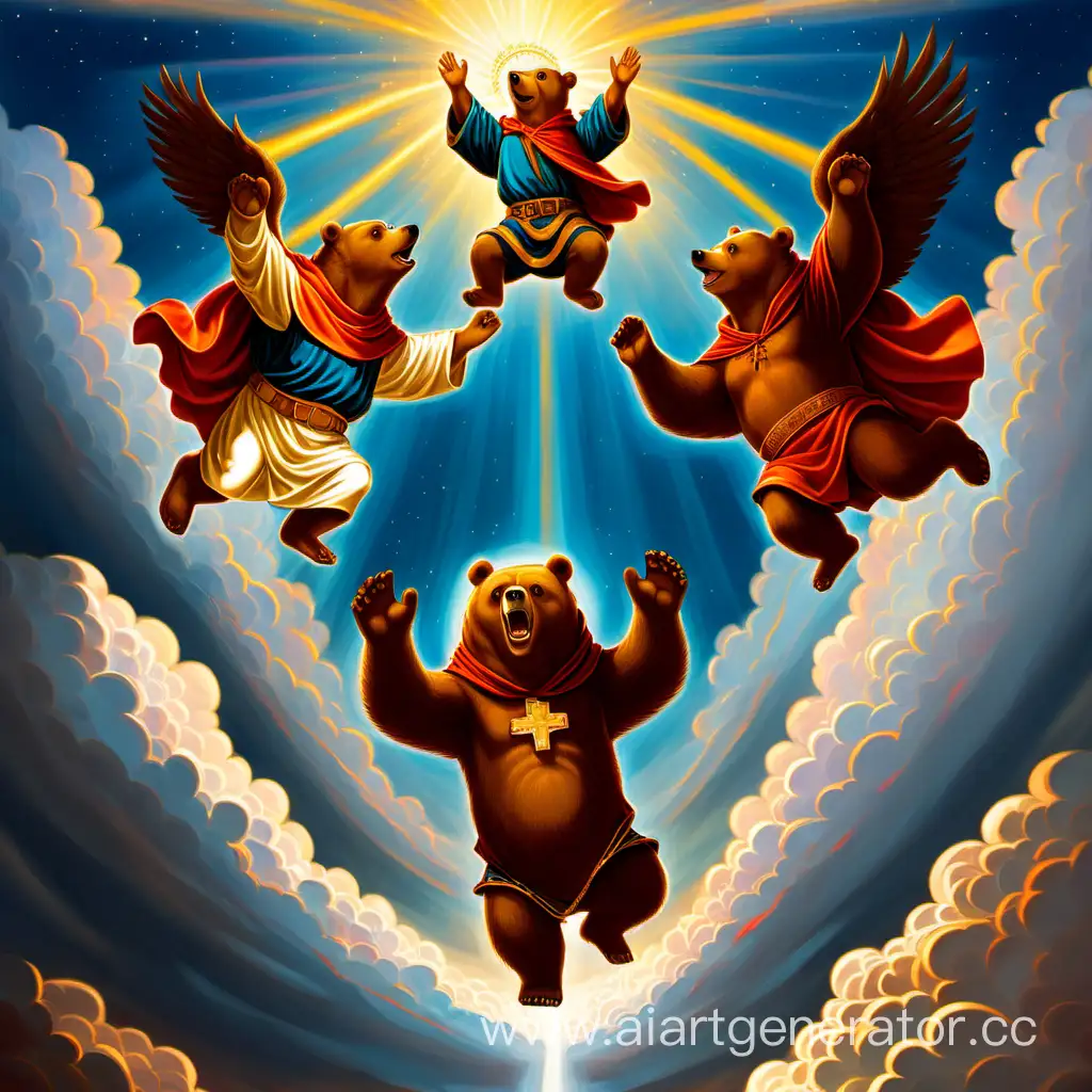 Святой копебара и его брат медведь сходят с небес