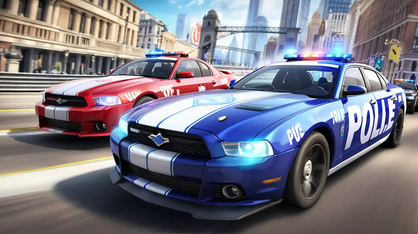 showing Police car from back side, Part of Gameloft’s Asphalt franchise, Asphalt Police Car offers an extensive collection of over 300 licensed Police cars and motorbikes, delivering action-packed races across 75+ tracks. Immerse yourself in the thrilling world of high-speed racing as you jump into the driver's seat.
