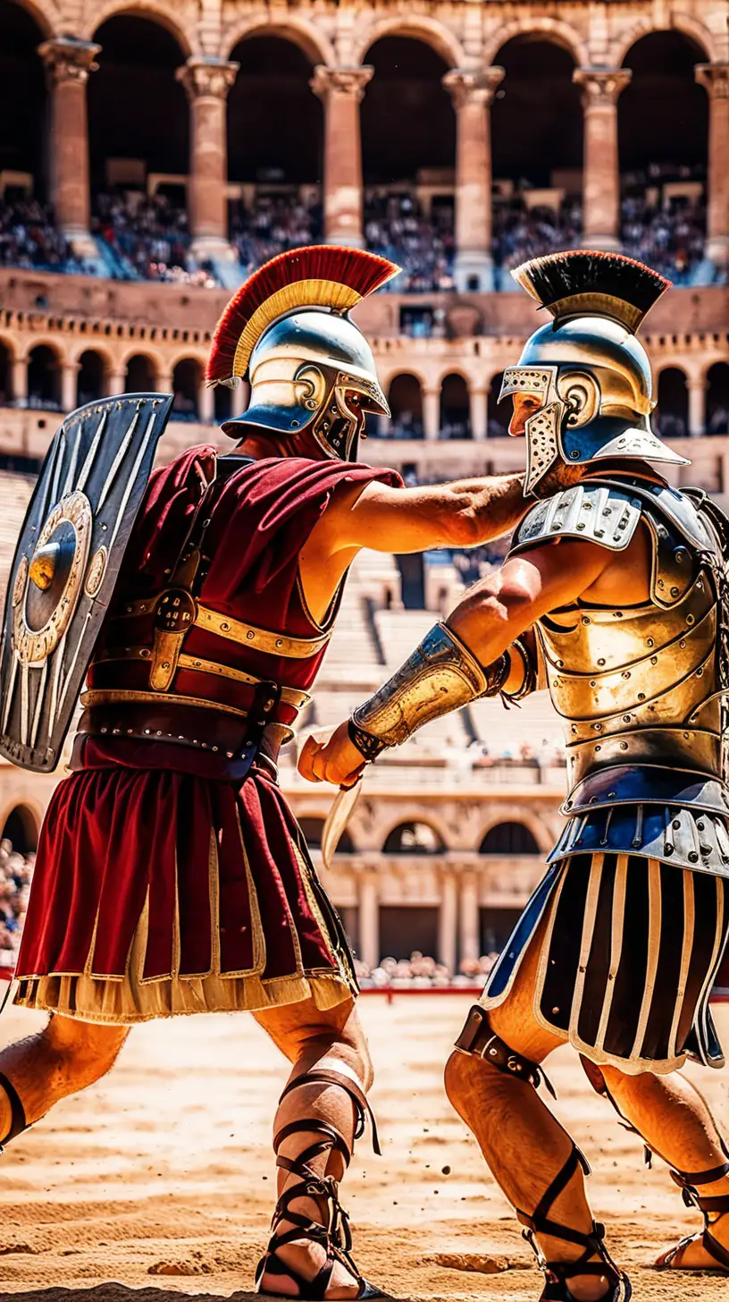 Roman Gladiators Battling in the Colosseum Arena