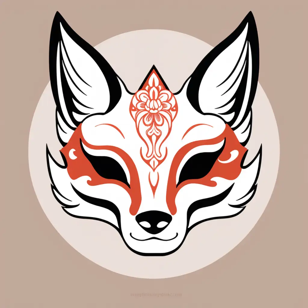 a kitsune mask, simple vector art, 2d