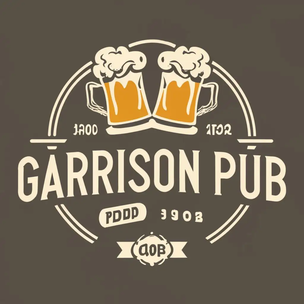 LOGO-Design-For-Garrison-Pub-Classic-Typography-with-Beer-Motif-for-Restaurant-Industry