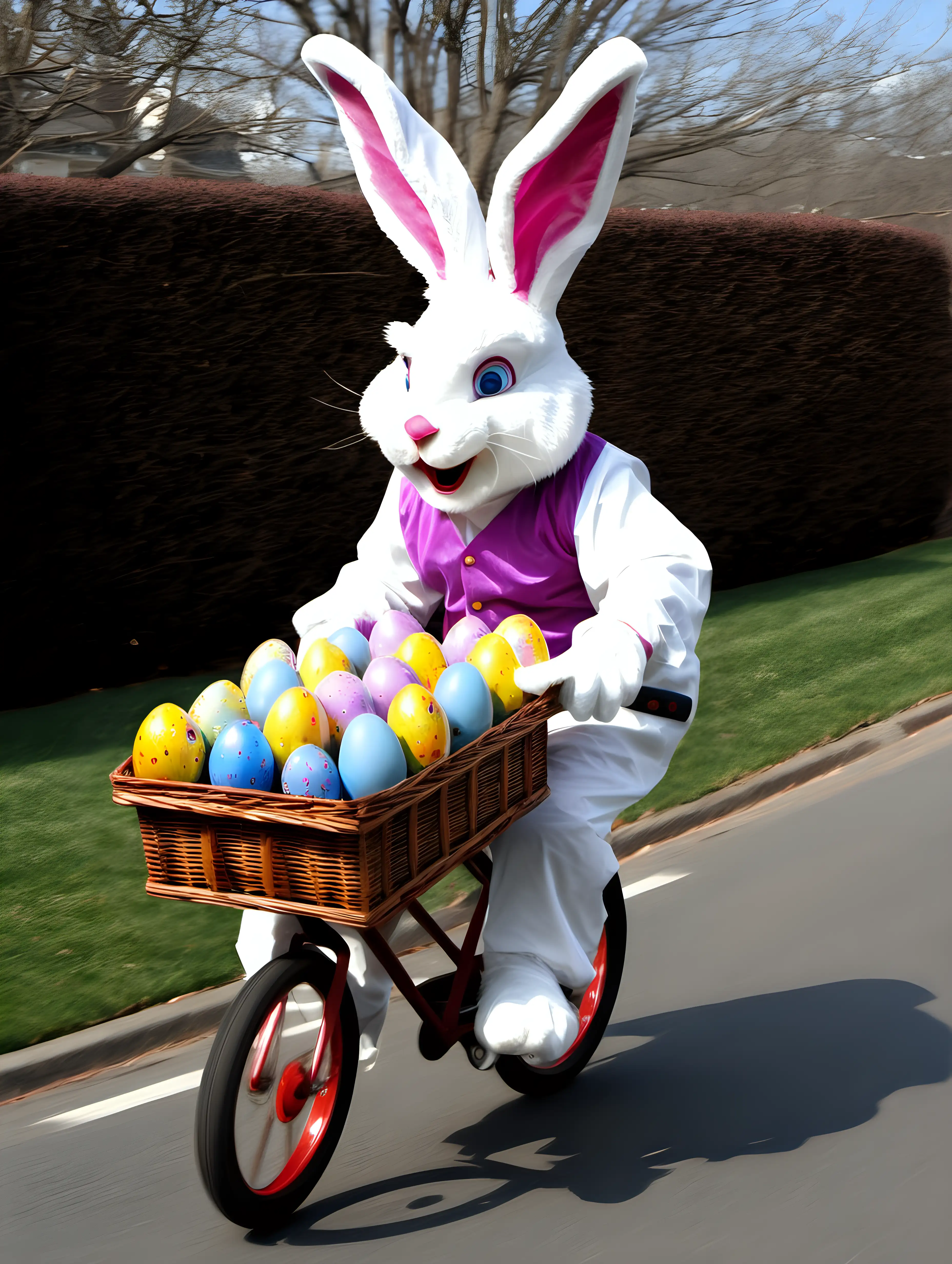 Easter Bunny Delivering Colorful Easter Eggs