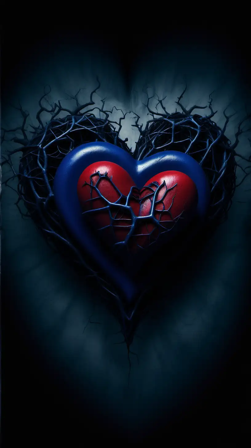 /imagine  showing dark love, dark psychology, red and blue hearts, manipulation