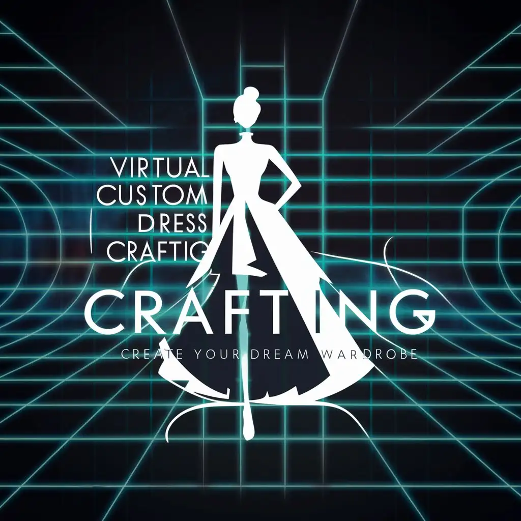 Virtual Custom Dress Crafting Logo Seamlessly Elegant Online Fashion Design