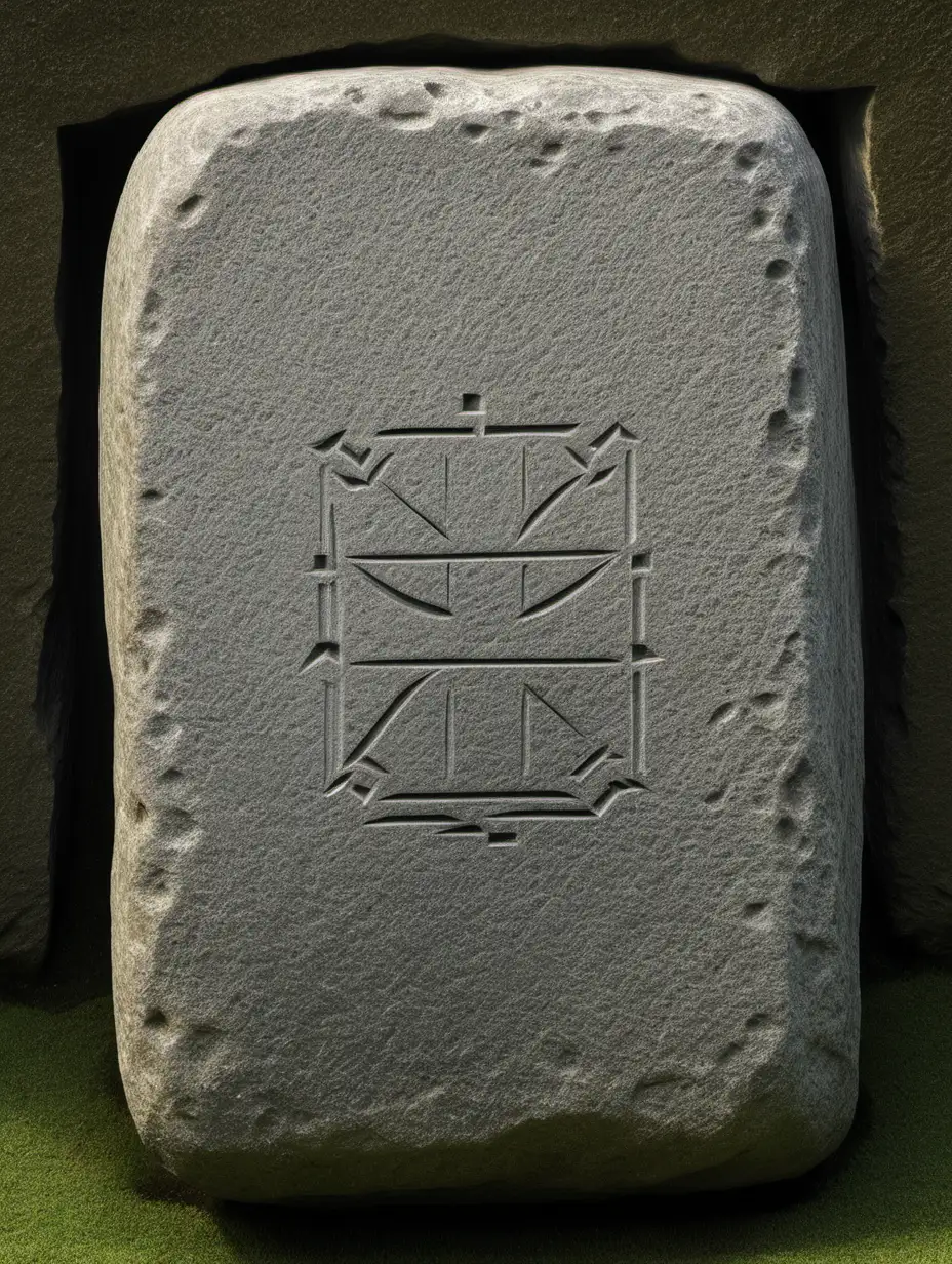 Engraved Rectangular Stone with Intricate Markings