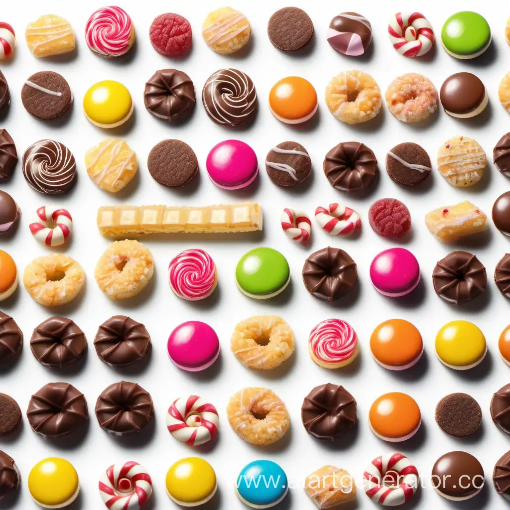 Assortment-of-Colorful-Sweets-on-White-Background