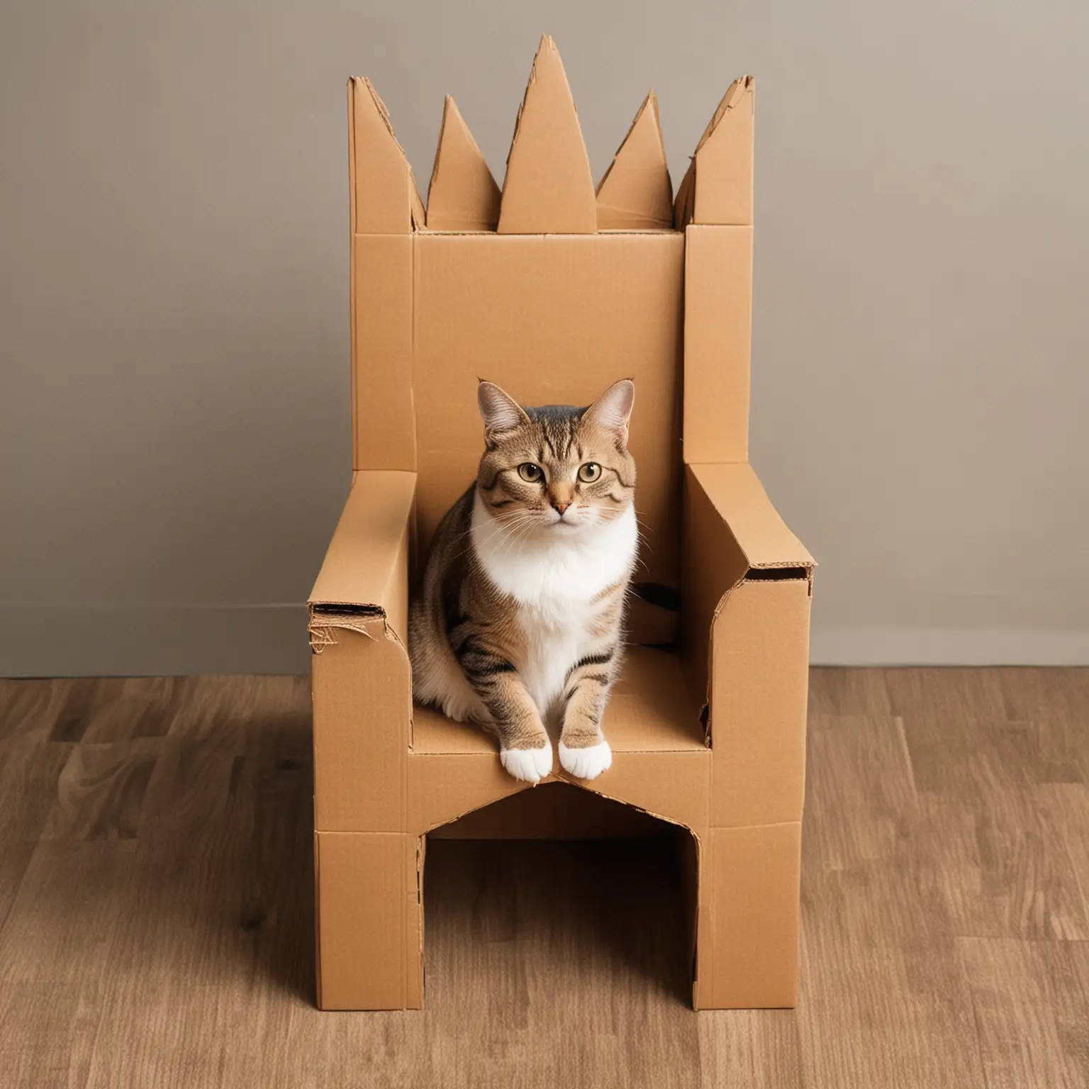 Simple Throne for a Cat made from folded cardboard