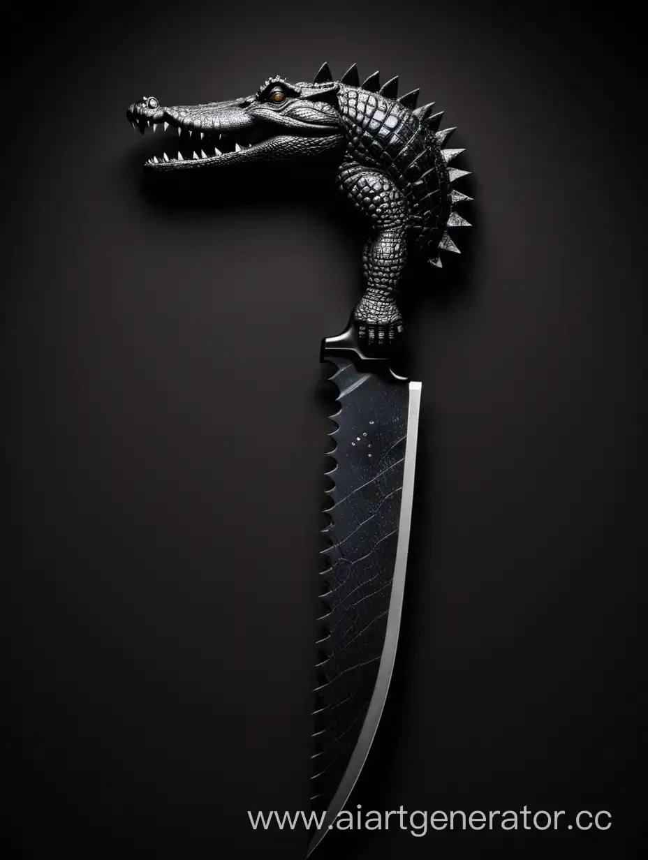 Sculpted-Black-Crocodile-Saw-Exquisite-Reptilian-Craftsmanship