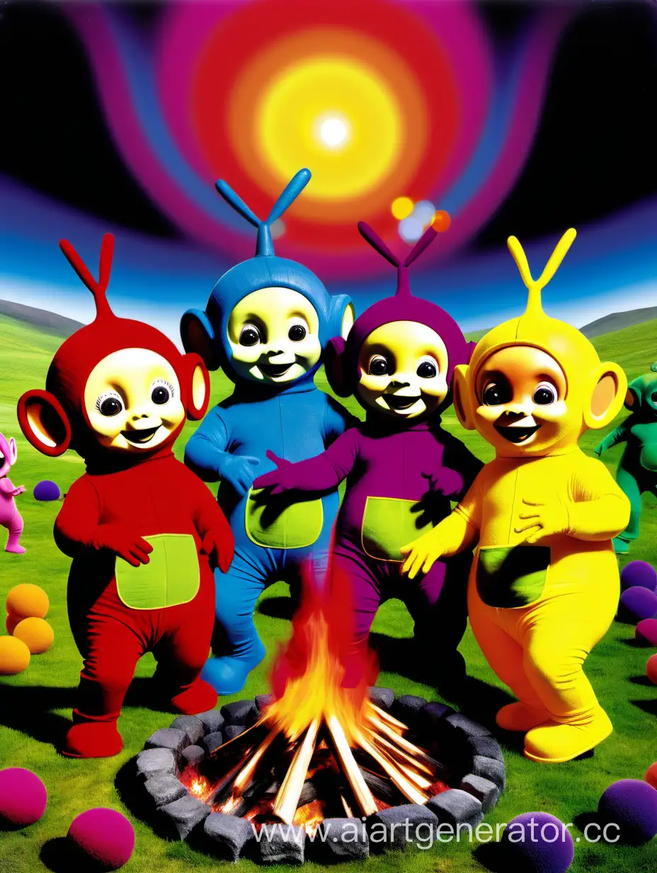 Teletubbies-Dancing-Around-the-Bonfire-in-Arthouse-Psychedelia