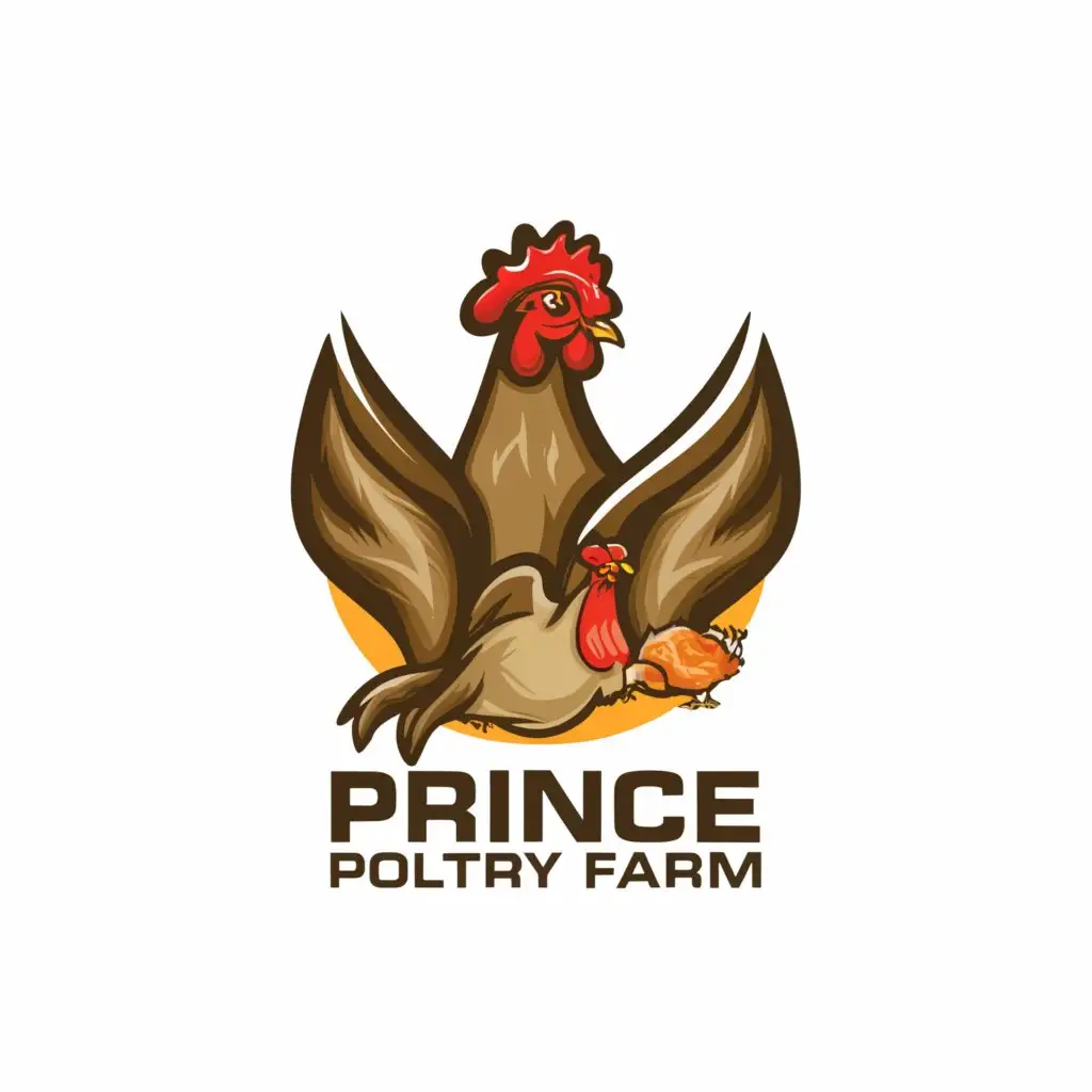 LOGO-Design-for-Prince-Poultry-Farm-Rustic-Elegance-with-Hen-and-Chick-Symbol-on-a-Clear-Background