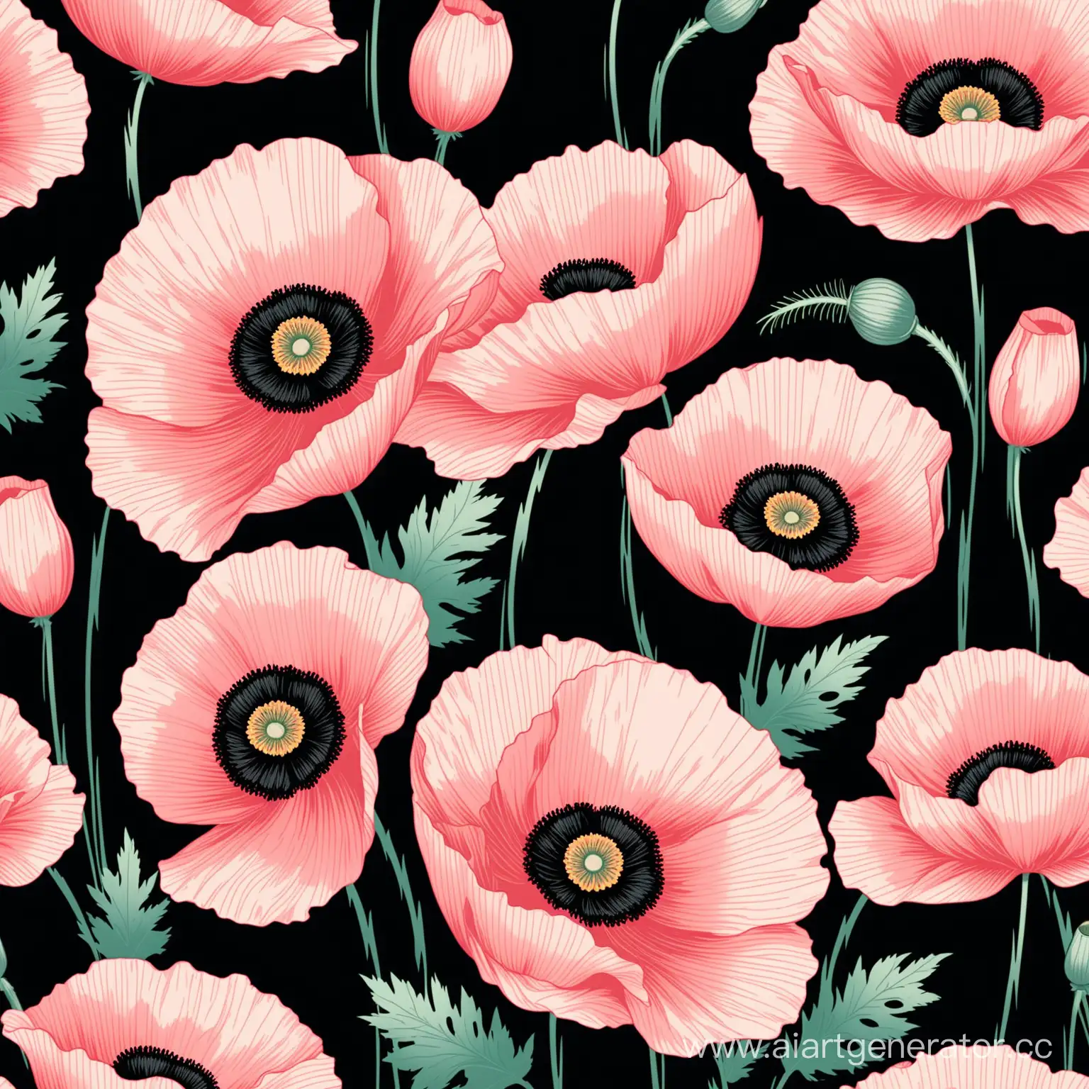 Floral-Seamless-Pattern-Poppies-on-Light-PinkBlack-Background