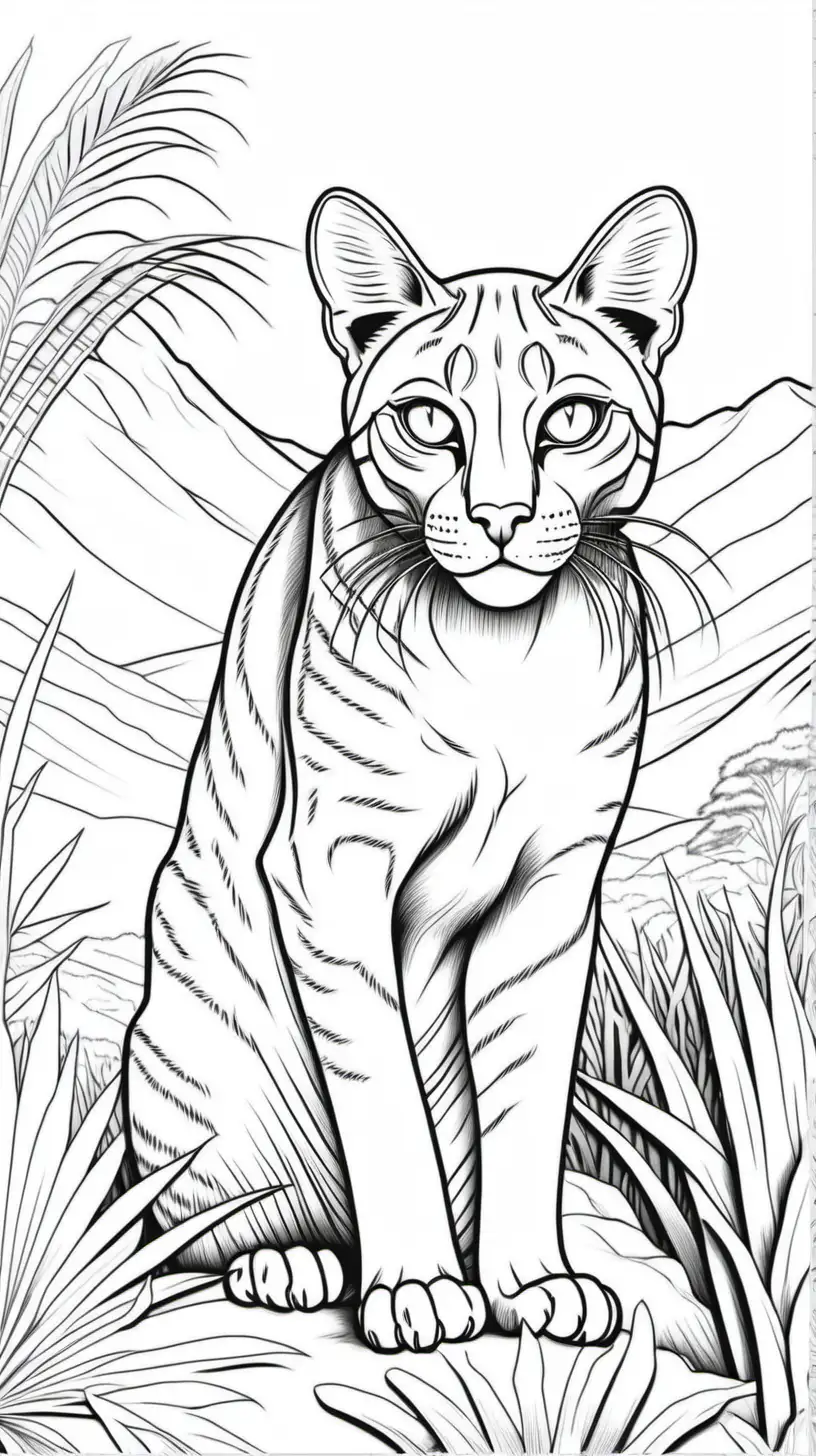 African Golden Cat Coloring Page for Adults Clean Outline Artwork of Wildlife in Africa