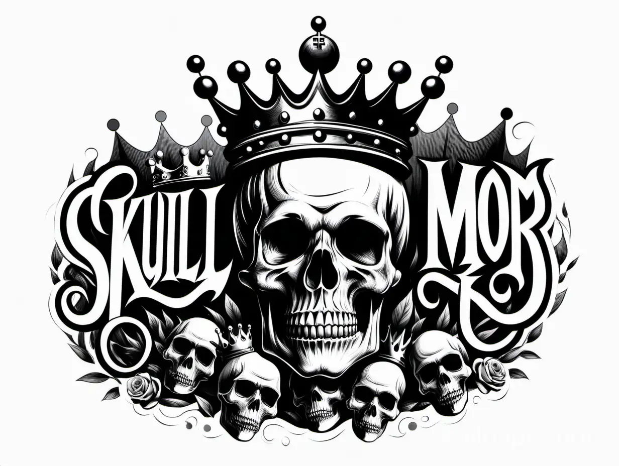 Black-Skull-with-Crown-Vector-Art-Typography-Memento-Mori-on-White-Background