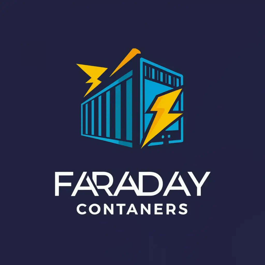 LOGO-Design-For-Faraday-Containers-Lightning-Bolt-Shipping-Container-on-Clear-Background