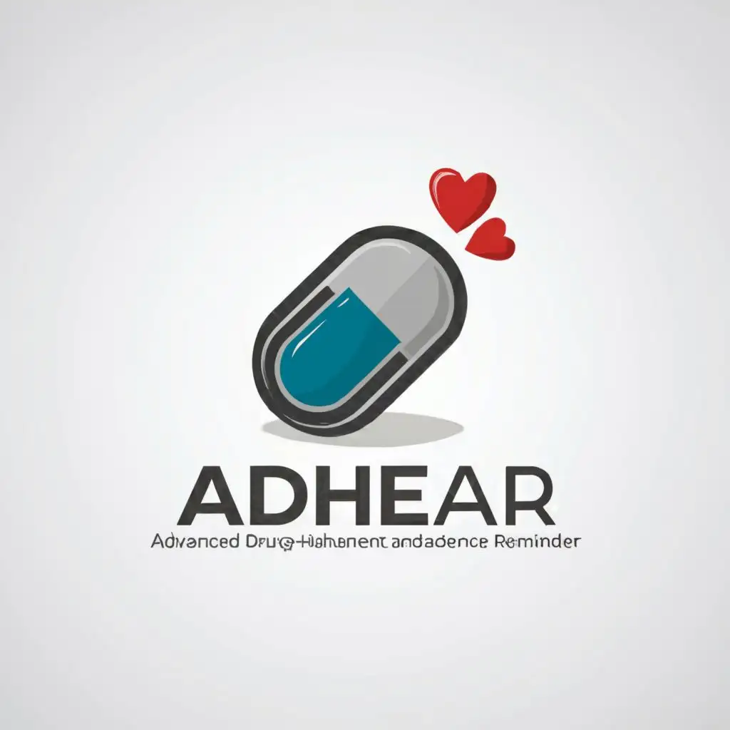 a logo design,with the text "ADHEAR: Advanced Drug-Health Enhancement and Adherence Reminder", main symbol:Medicine,complex,be used in Medical Dental industry,clear background