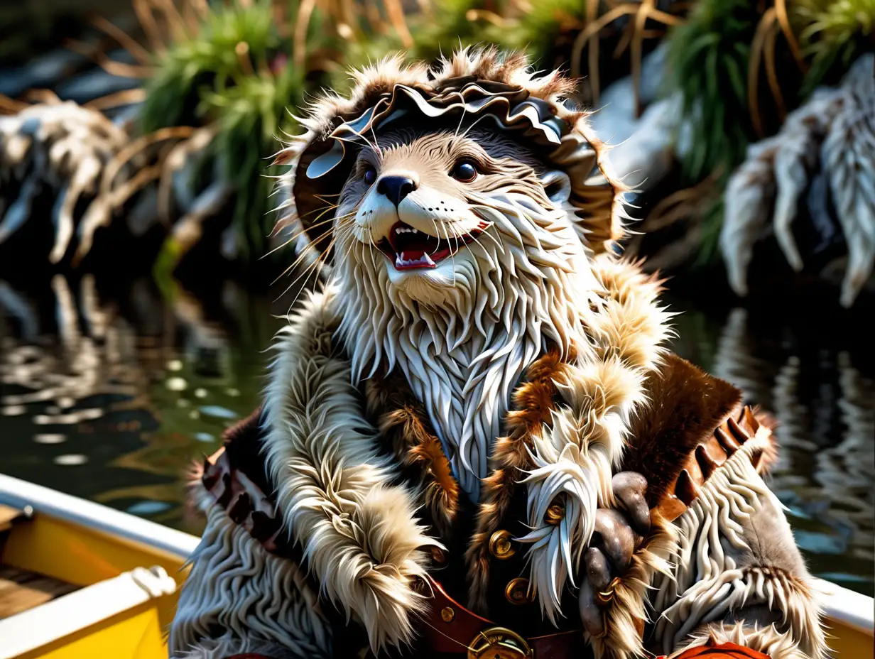 A silly looking god of sailors and merriment. He wears animal furs and is often found on boats and in rivers.  He looks warm and inviting. He is associate with otters