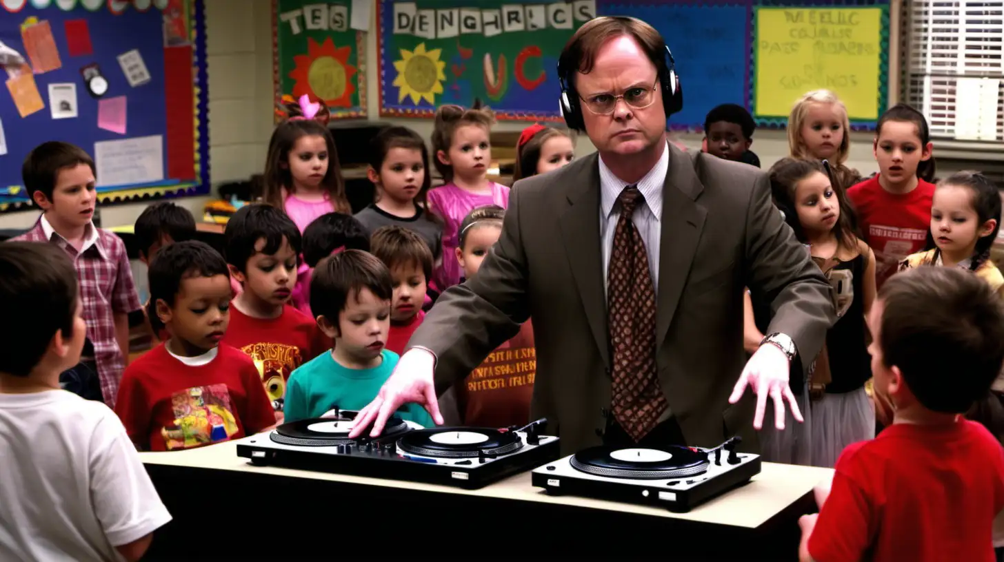 Dwight Schrute Spinning Vinyl Records for Kindergartners