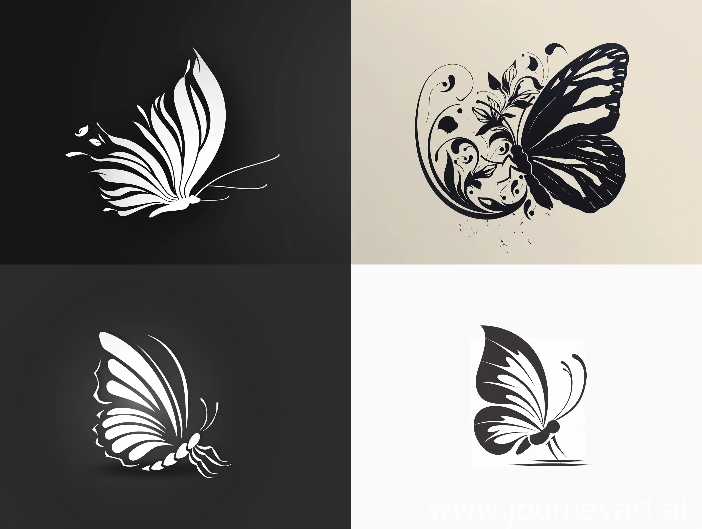 Elegant-Calligraphy-Butterfly-Logo-in-UltraMinimalistic-Black-and-White