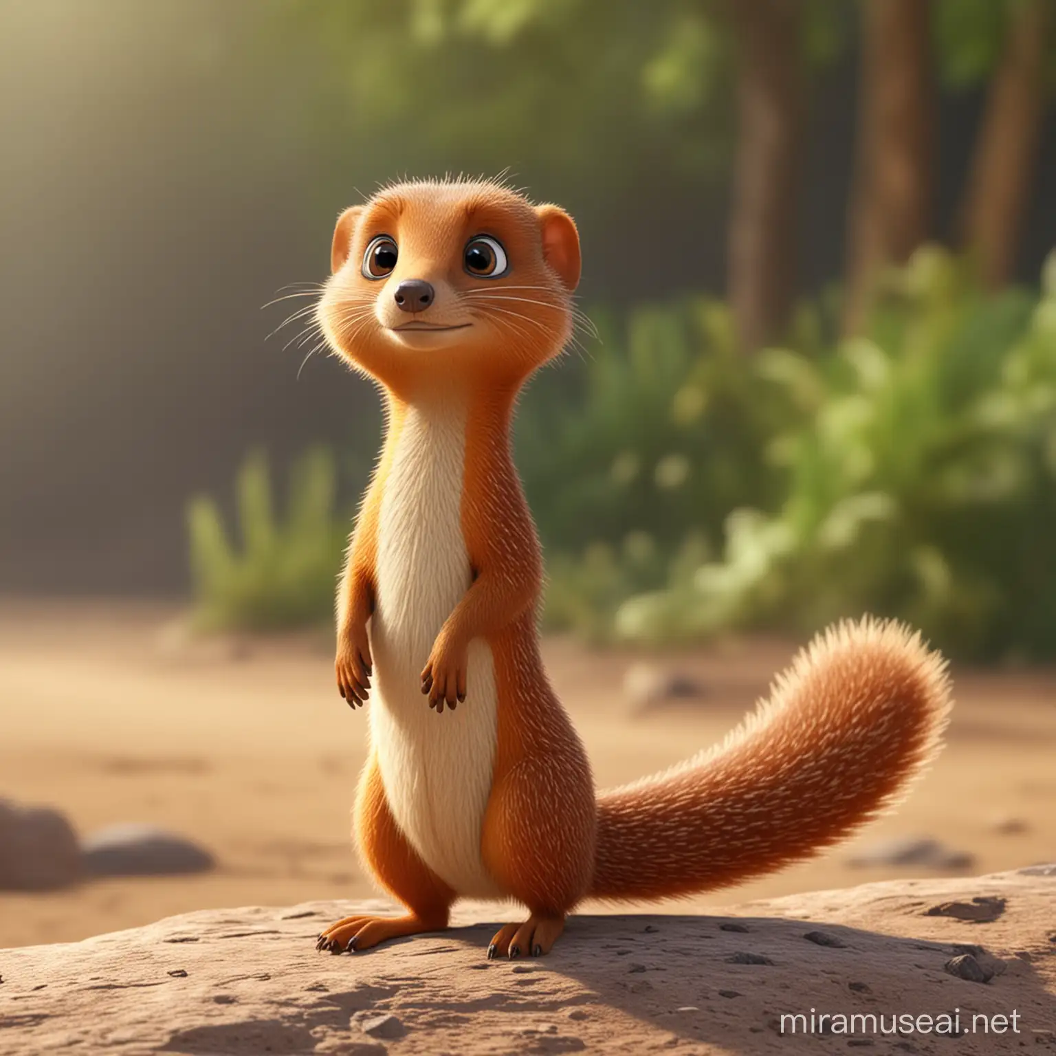Adorable Cartoon Mongoose with Curious Expression