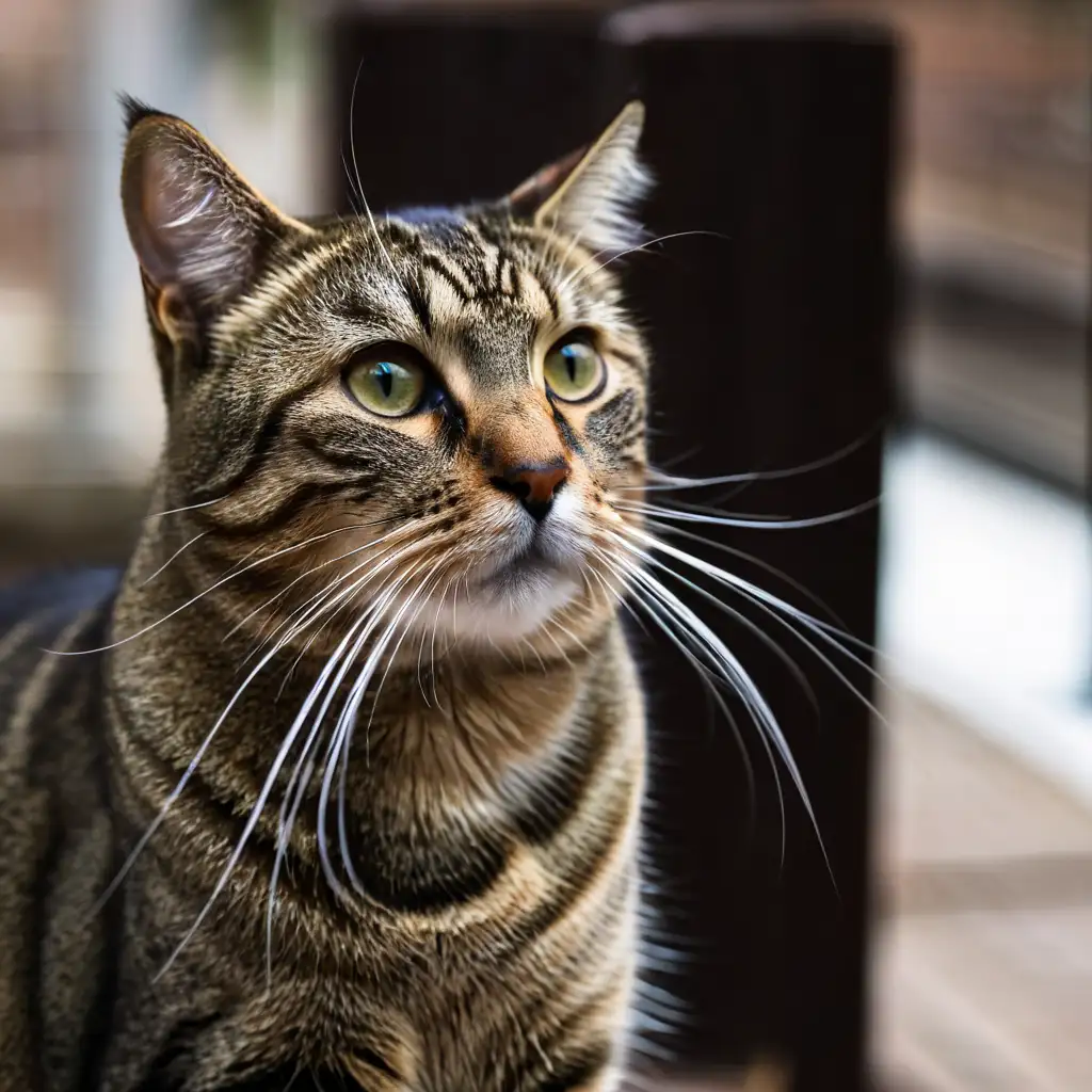 Playful Cat with Whiskers in Sunlight