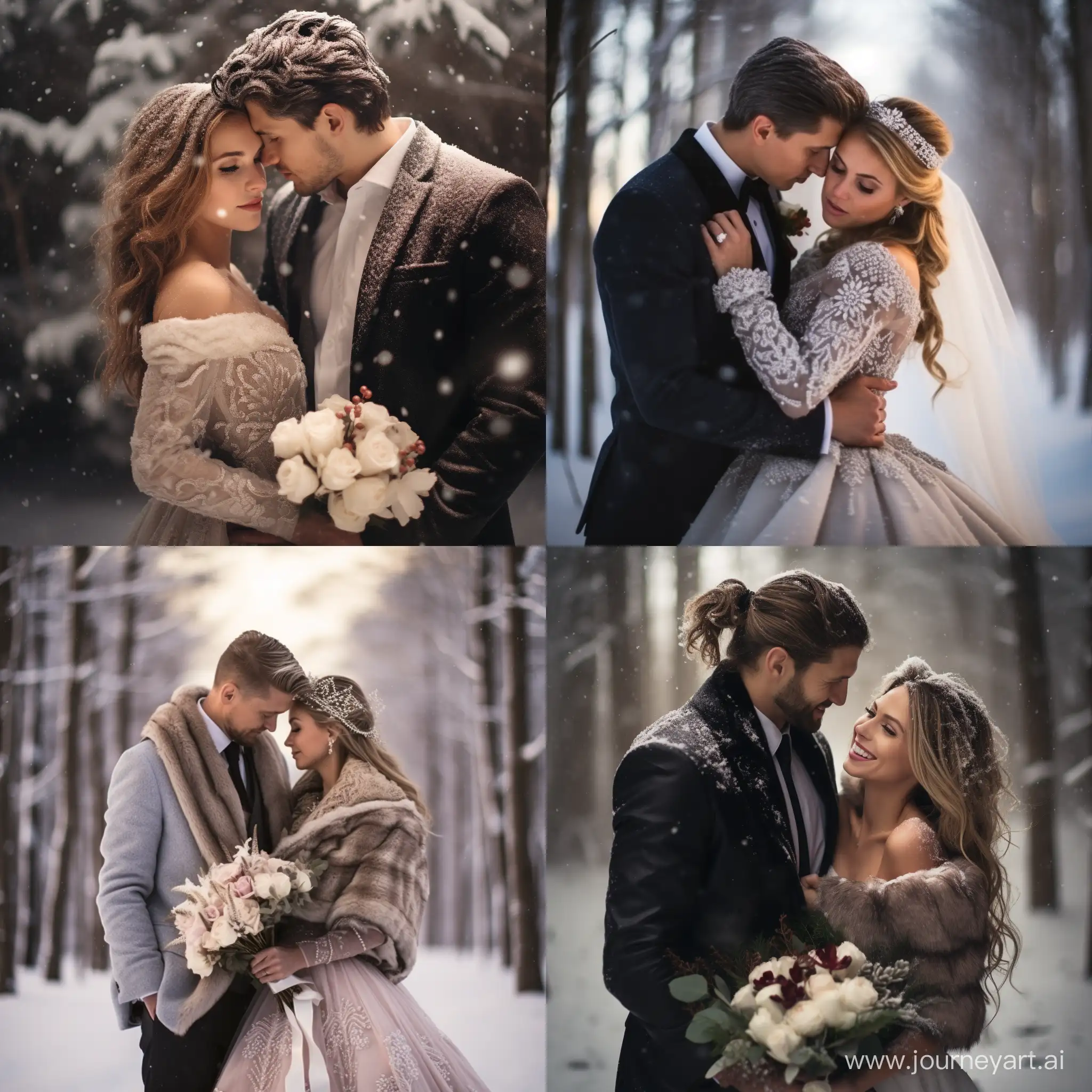 зимняя свадебная фотография



