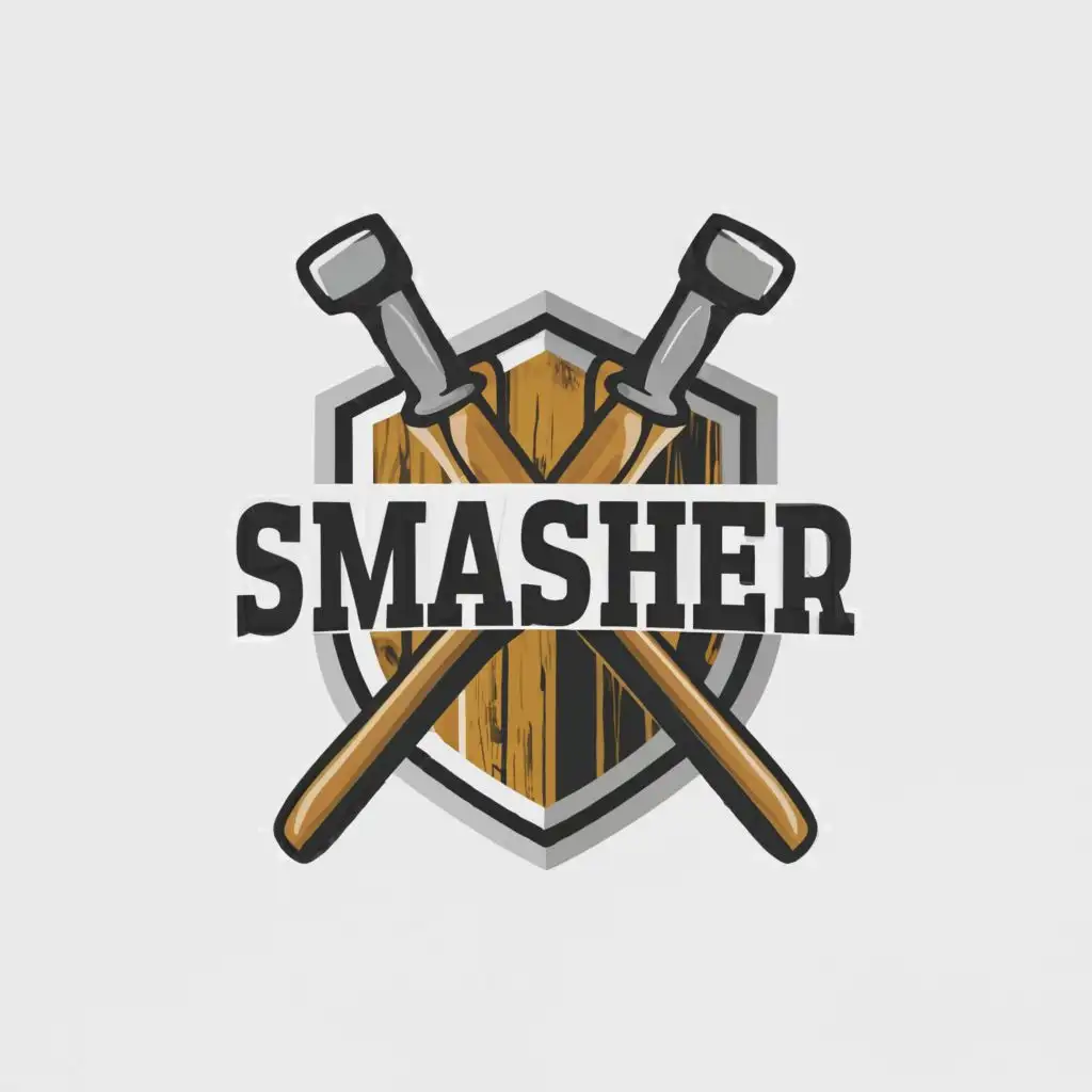 a logo design,with the text "SMASHER", main symbol:Wood,Moderate,clear background