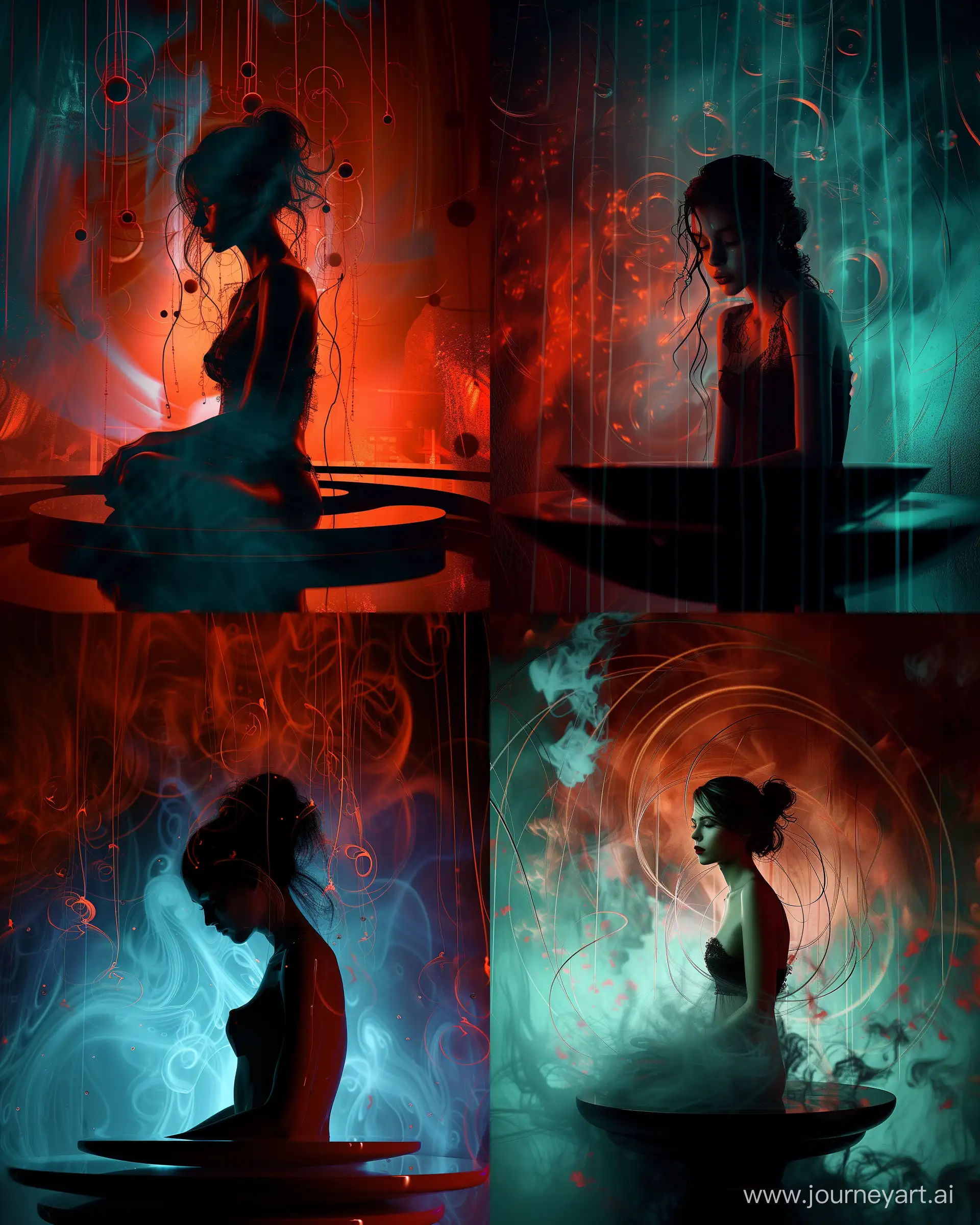 https://i.postimg.cc/2SRqcmpx/9f7317a6-de55-4c07-9a5e-d0df771c28c3.png ,a girl in abstract and in mysterious atmosphere,invert colors and surrealistic --ar 4:5