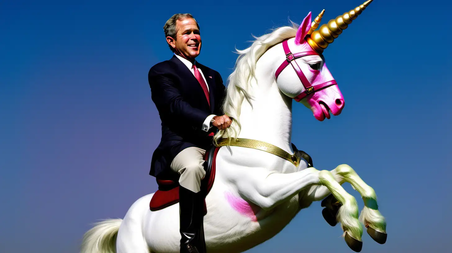 George W. Bush, riding a unicorn