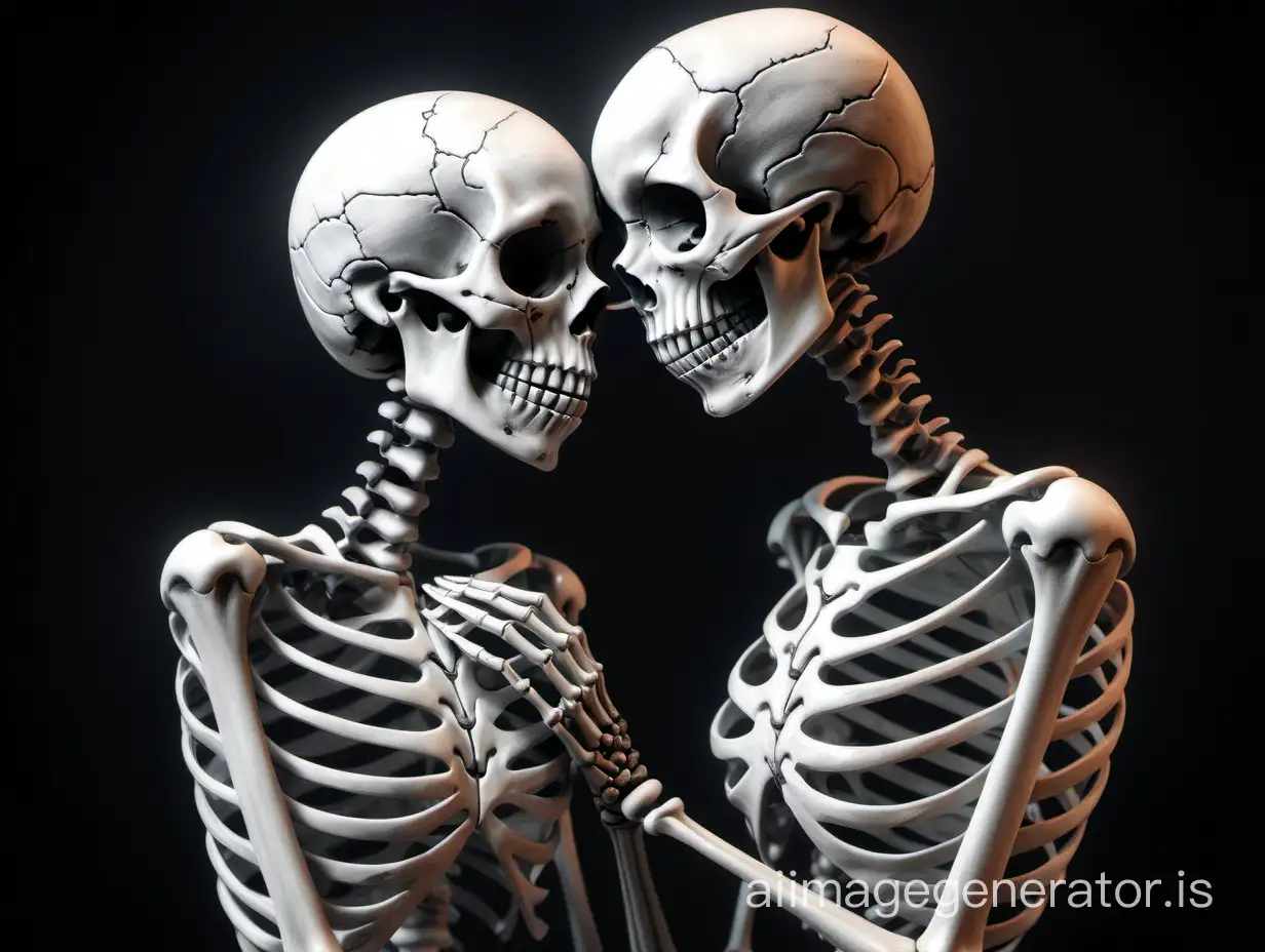 Romantic-Skeletons-Embracing-with-Shared-Heart-Sculpture-Eternal-Love