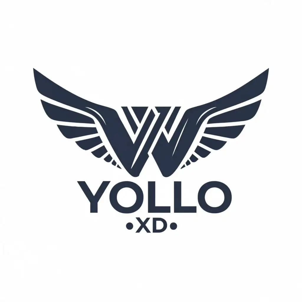 logo, big logo for screen , wings, with the text "YOLO XD", typography, be used in Animals Pets industry
