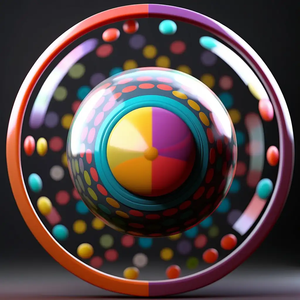 colourful dots spinning in an orb rotating in on itself
