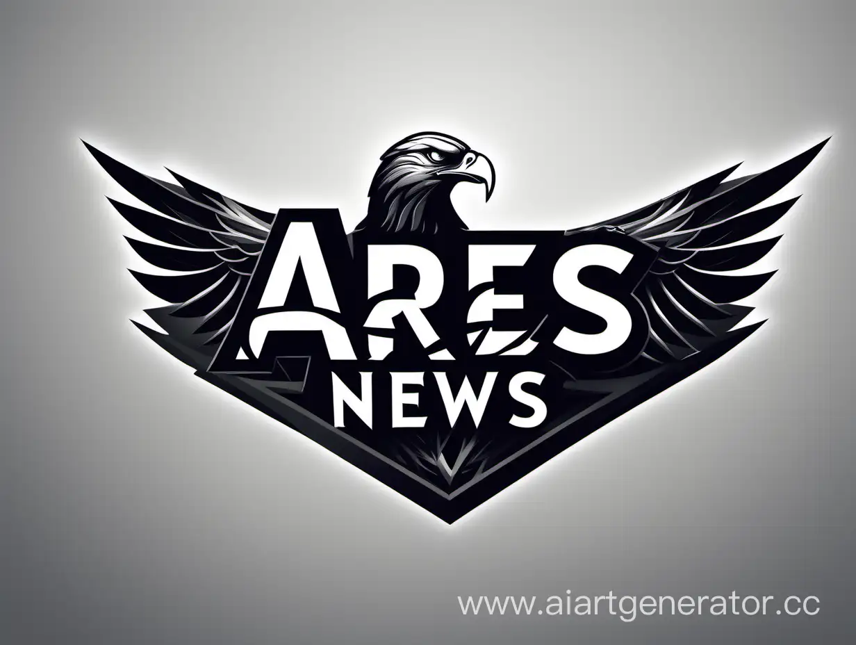  Ares News надпись, тёмные цвета, орёл , логотип к бренду, минимальное количество деталей