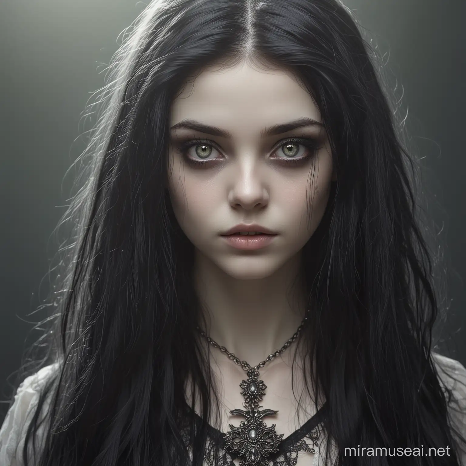 Ethereal Undead Teenage Beauty with Silver Eyes