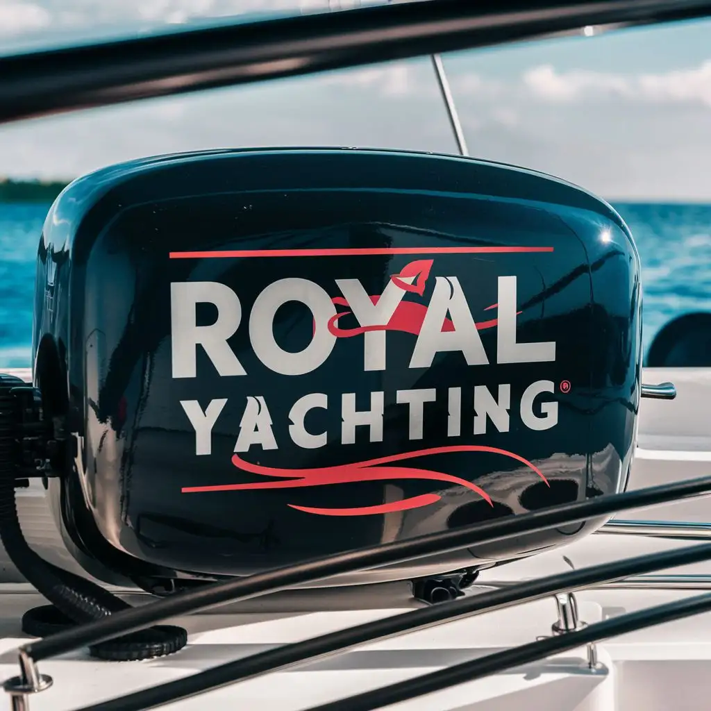 logo, logo, realistic name on yacht engine, real, logo based, with the text "Royal Yachting", typography, 3d, 2d, google fonts, with the text "Royal Yachting", typography, be used in Construction industry