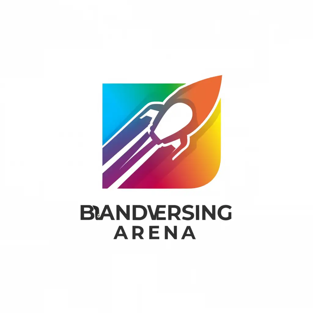 a logo design,with the text "Brandvertsing Arena", main symbol:B Icon and rocket,Minimalistic,clear background