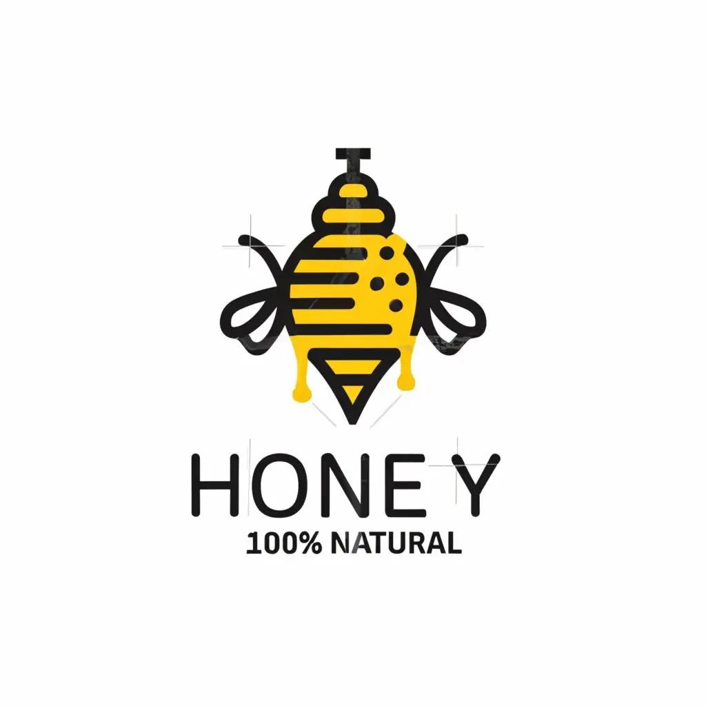 a logo design,with the text "HONEY 100% Natural", main symbol:comb
hive

,Minimalistic,clear background