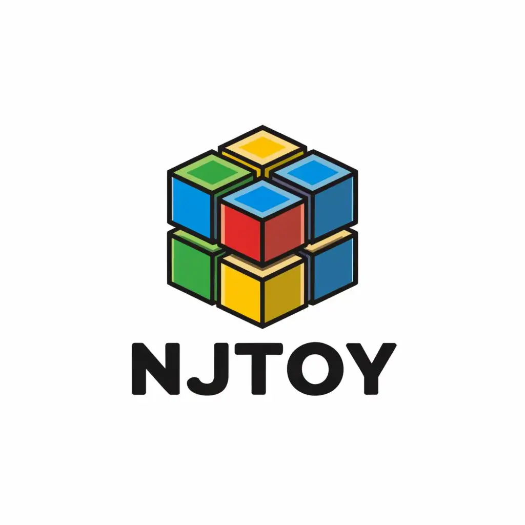 a logo design,with the text "NJtoy", main symbol:rubik toy,Moderate,be used in Entertainment industry,clear background