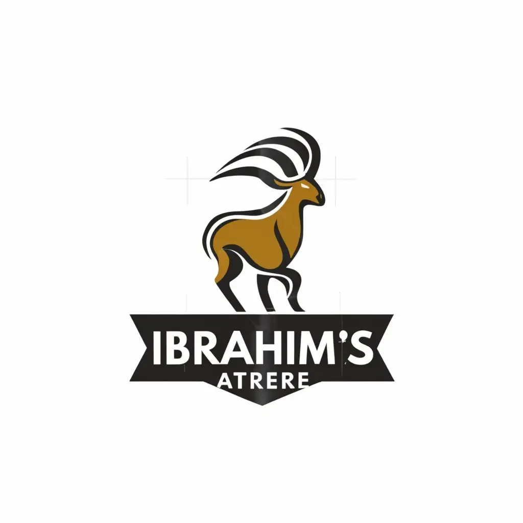 a logo design,with the text "Ibrahim's Attire", main symbol:Markhor,Moderate,clear background