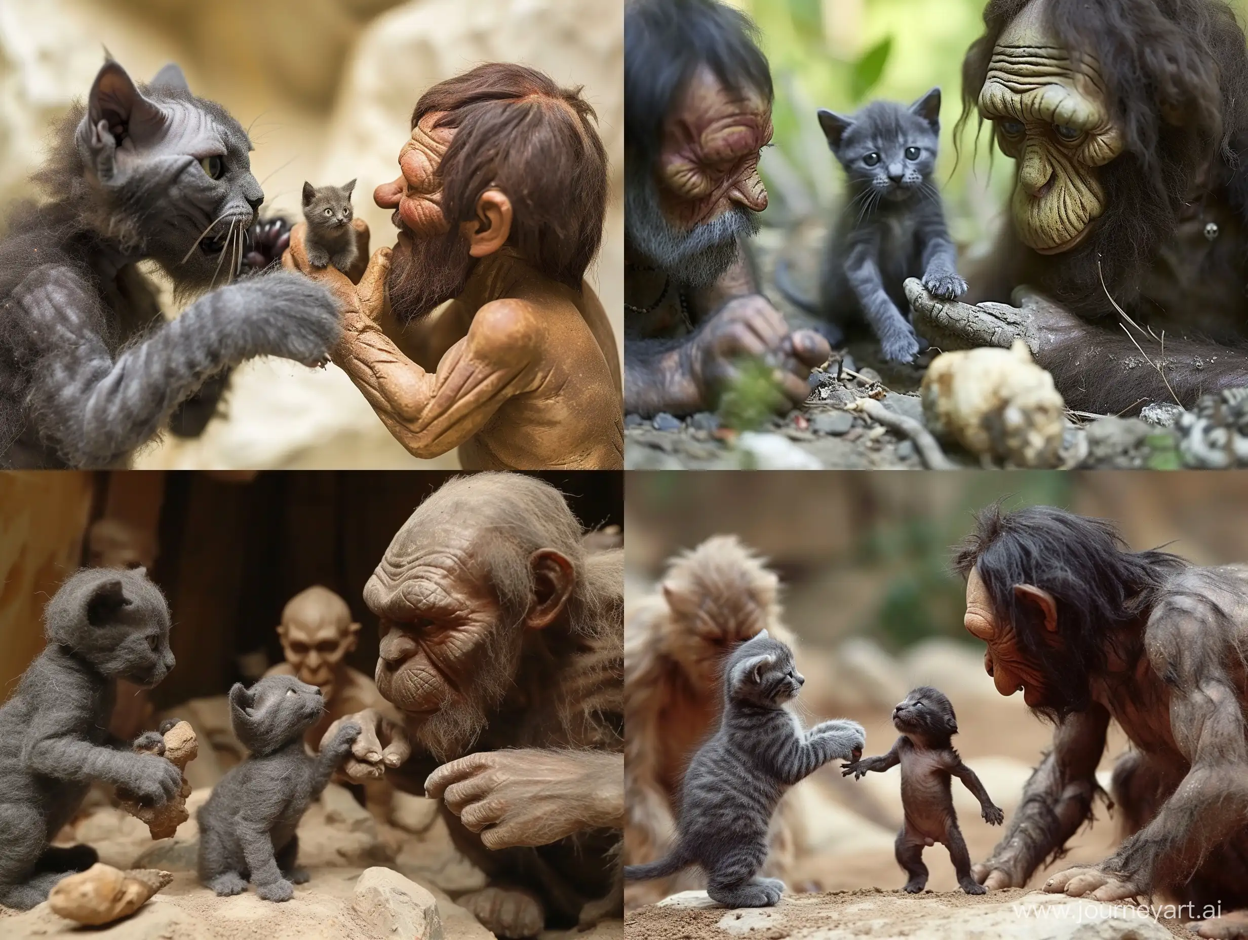 Playful-Encounter-Mischievous-Gray-Cats-vs-Neanderthals