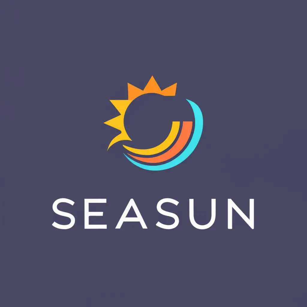 logo, The logo features the word "Seasun" written in a stylish and modern font. The letter "S" is designed to resemble a wave, representing the sea element. The sun is depicted above the text, with rays extending outward, symbolizing the warm and vibrant energy associated with the sun.

The color palette used in this logo incorporates shades of blue, representing the sea, and warm shades of orange and yellow, representing the sun. These colors evoke a sense of relaxation, joy, and positivity.

This logo captures the essence of your online shop, combining elements of the sea and sun to create a visually appealing and memorable representation for your brand., with the text "SeaSun", typography