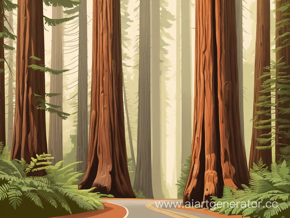 Serene-Vector-Illustration-of-Humboldt-Redwoods-State-Park-in-California