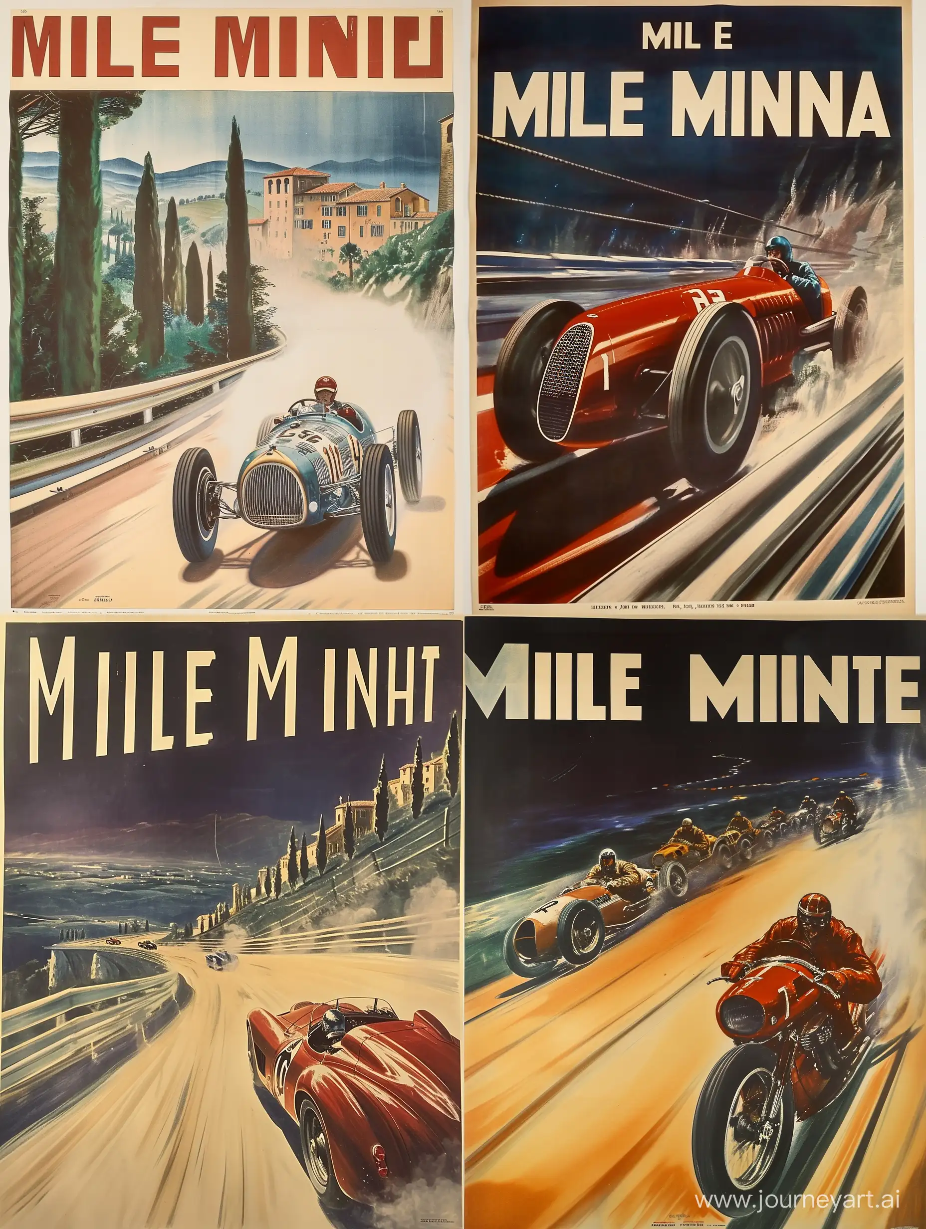 vintage motorsport poster, mille miglia,  
