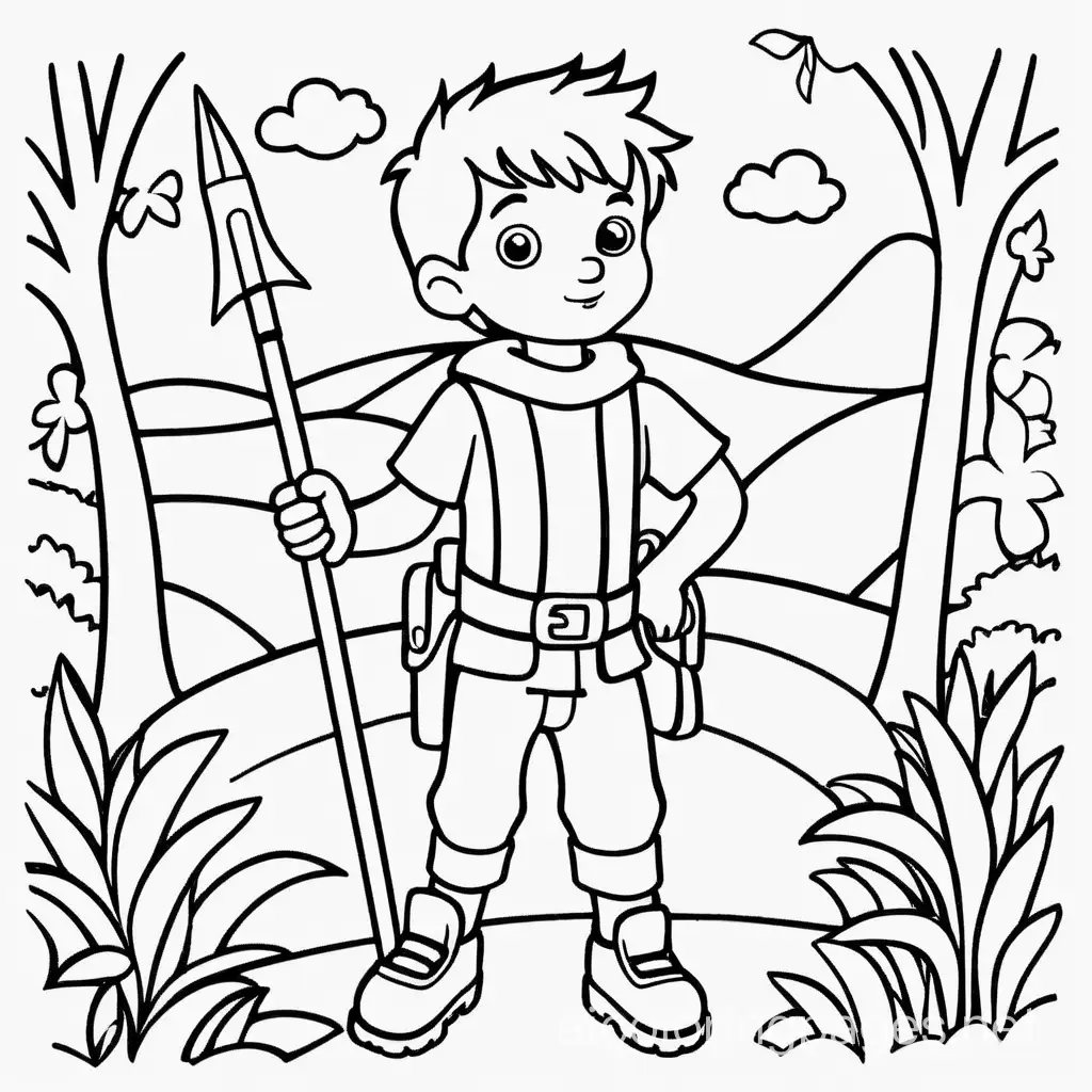 I am brave, Coloring Page, black and white, line art, white background, Simplicity, Ample White Space. The background of the coloring page is plain white to make it easy for young children to color within the lines. The outlines of all the subjects are easy to distinguish, making it simple for kids to color without too much difficulty