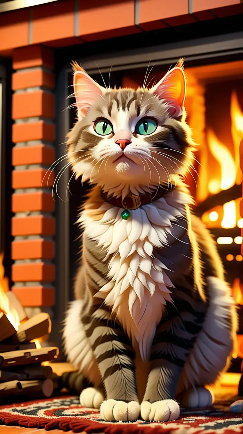 🐈 Кошка по кличке Мурка живет в уютном доме у камина, любит тепло и уют.