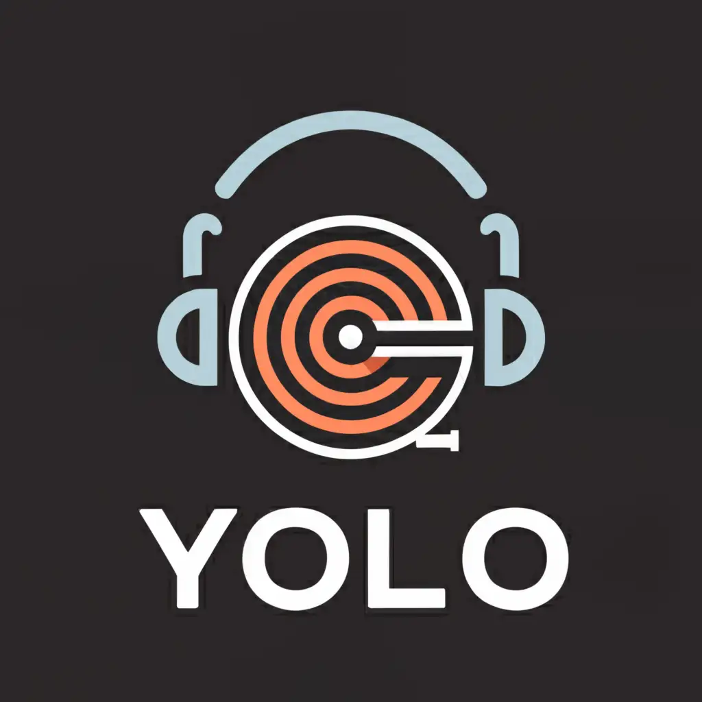 a logo design,with the text "Yolo", main symbol:vinyl record, headphones,Minimalistic,clear background