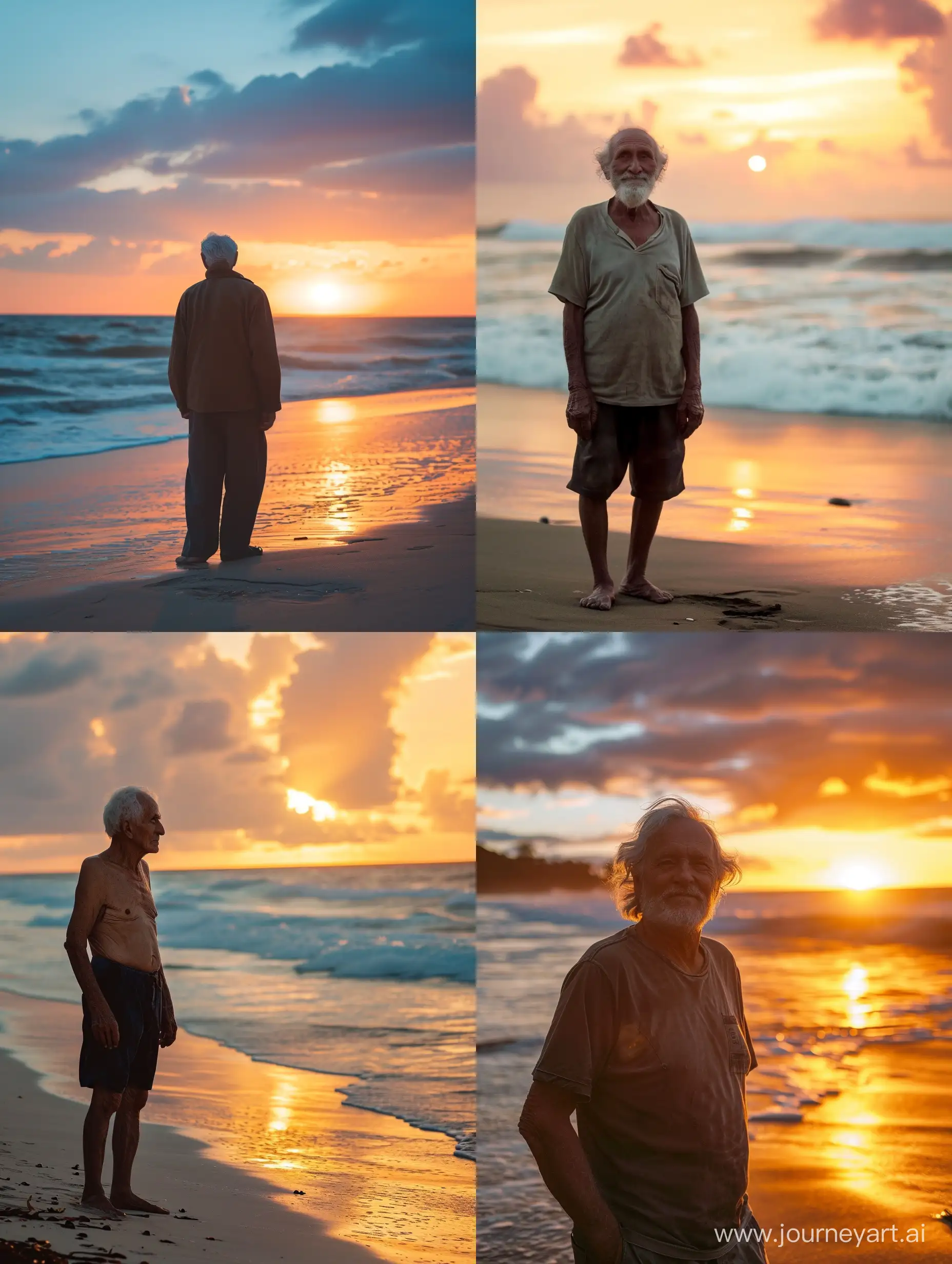Serene-Sunset-Beach-Scene-with-Old-Man