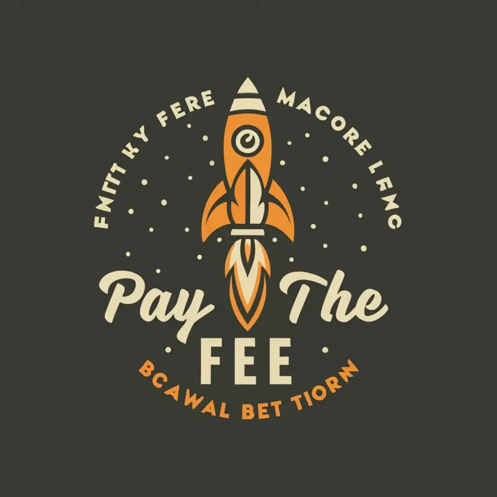 a logo design,with the text "Pay The Fee", main symbol:Retro style rocket with smoke,Moderate,clear background