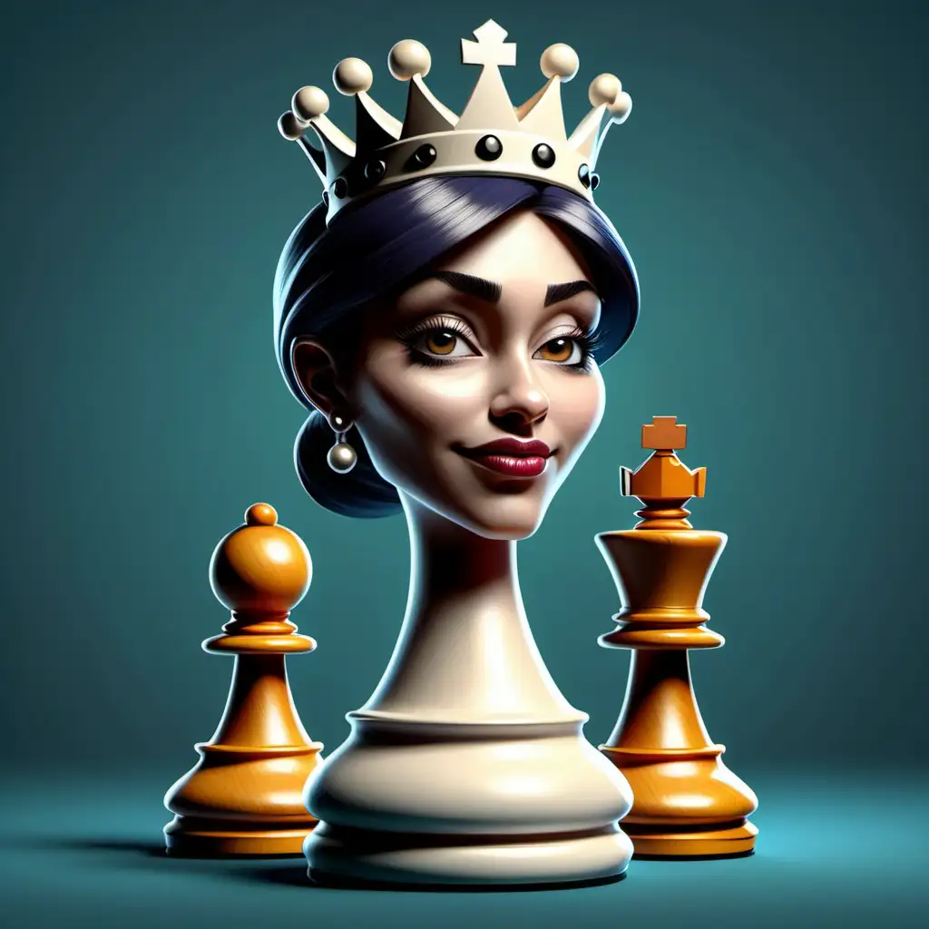 Ultra Detailed Cartoon Style Chess Queen MUSE AI