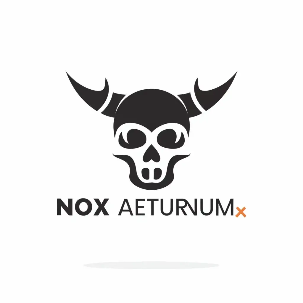 a logo design,with the text "Nox Aeturnum", main symbol:skull,Minimalistic,clear background